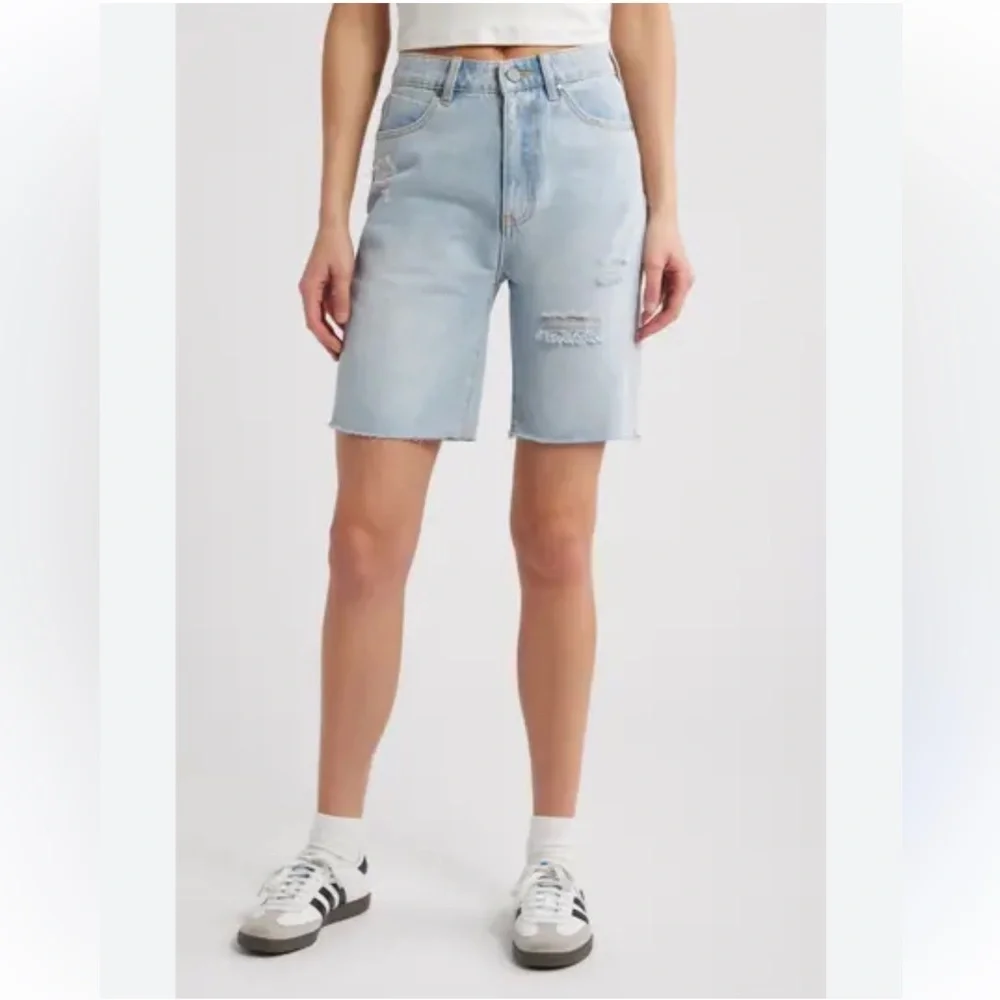 PTCL Nola high rise denim Bermuda Jean shorts long modest shorts 28